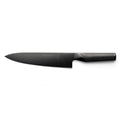 Black chef's knife with a brand logo on a white background