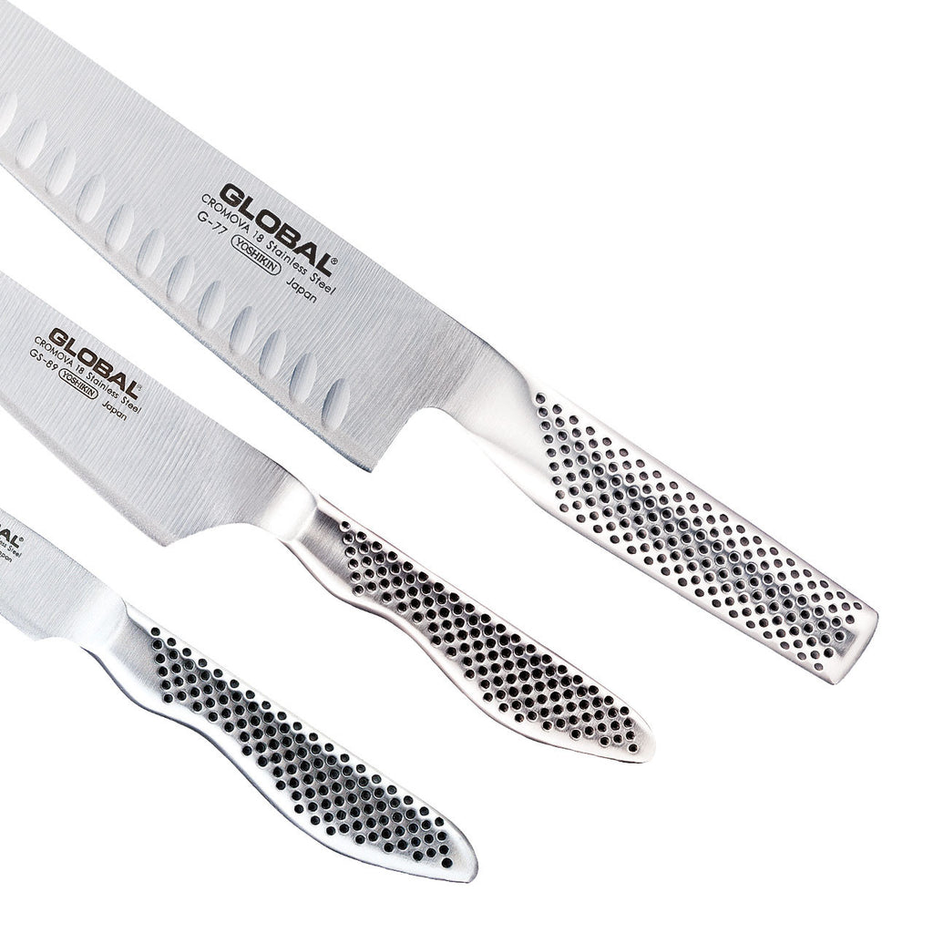 Classic 3 Piece Knife Set with Fluted Cooks Knife