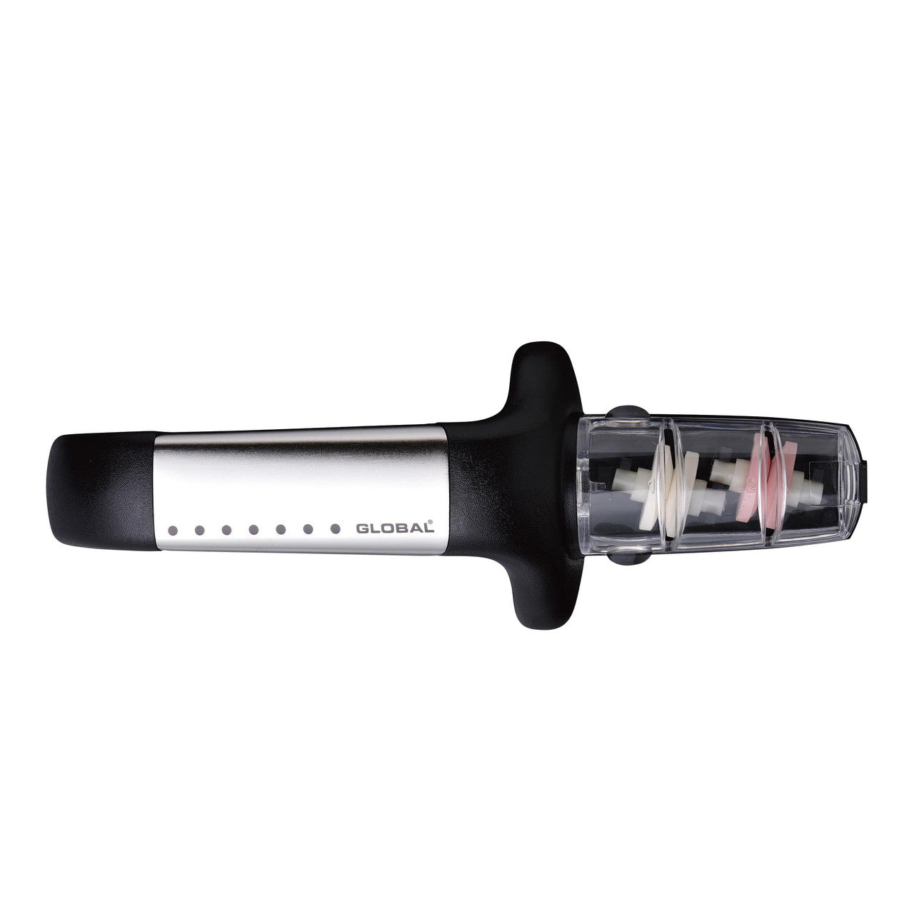 Black and silver Global electric knife on a white background
